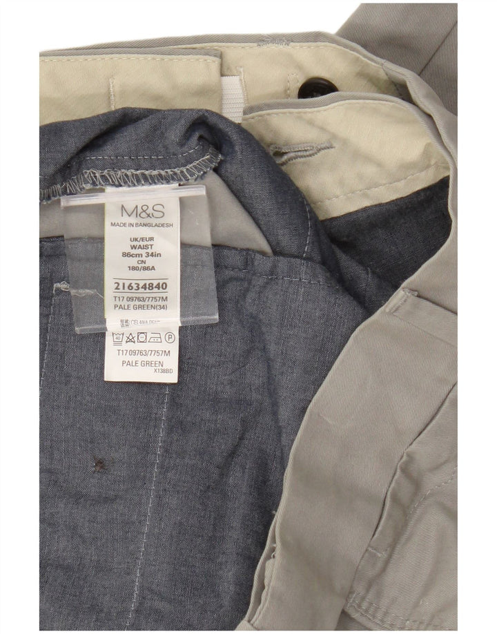 Мужские шорты чинос Marks & Spencer W34, большие серые, хлопок