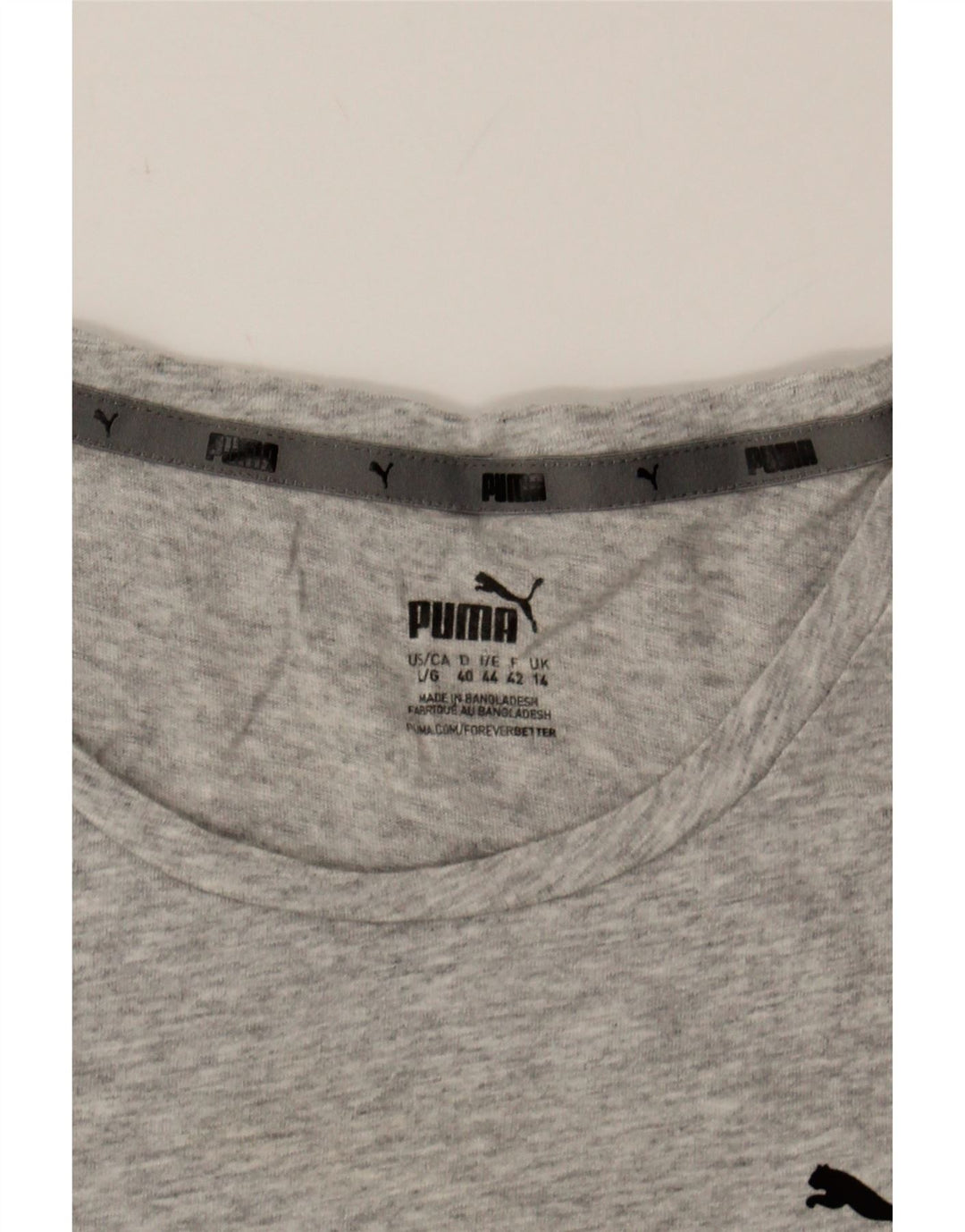 PUMA Womens T-Shirt Top UK 14 Large Grey Cotton Vintage Puma and Second-Hand Puma from Messina Hembry 