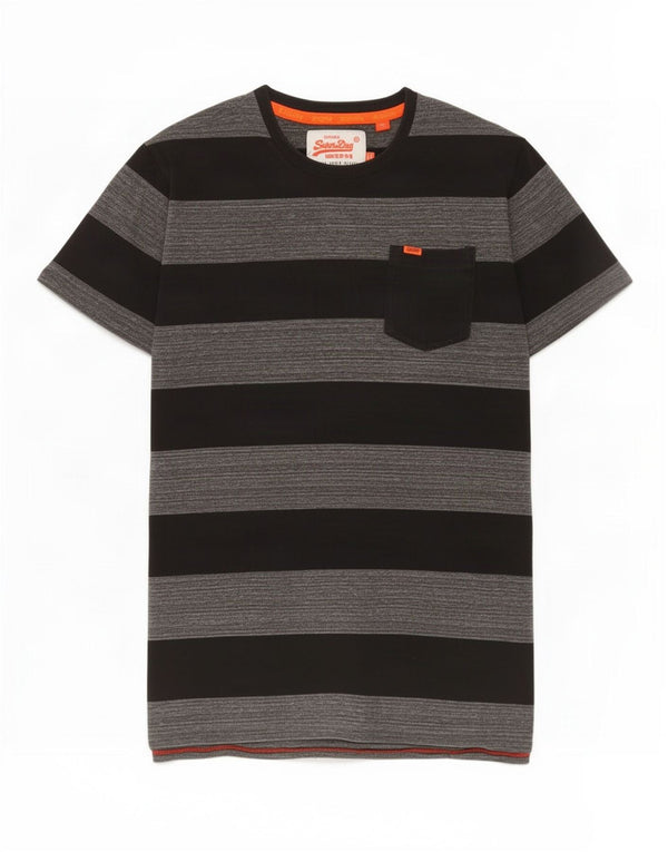 Superdry Мужская футболка из хлопка среднего серого цвета в полоску