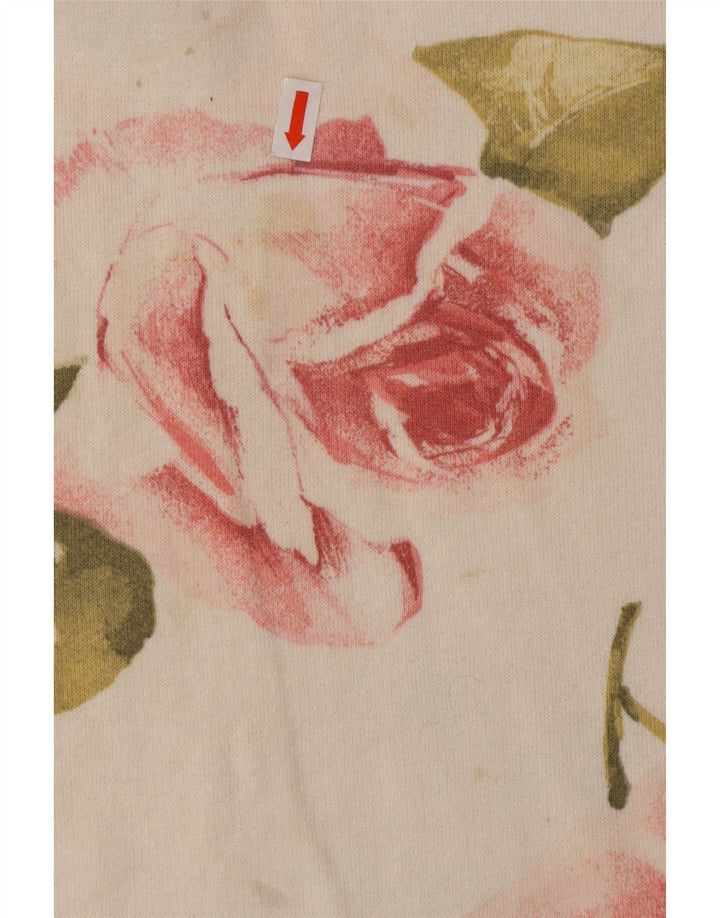 ВИНТАЖНЫЙ женский топ с длинным рукавом, Великобритания, 16, большой размер, белый, хлопковый с цветочным принтом