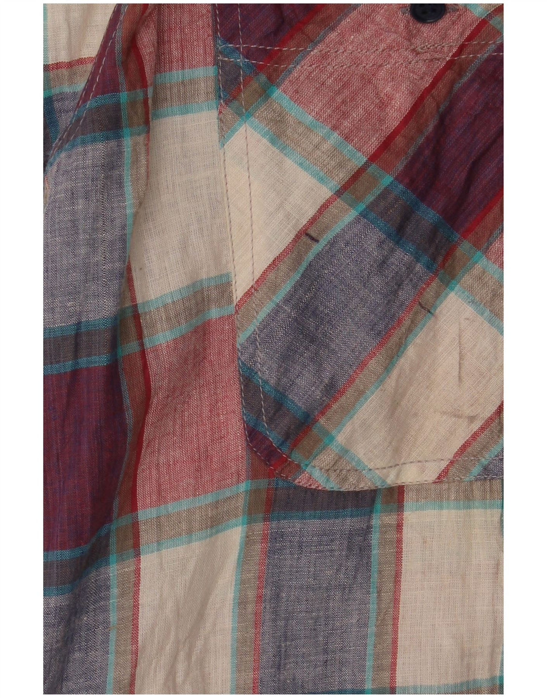 Винтажная мужская рубашка с коротким рукавом, большая разноцветная клетка, хлопок