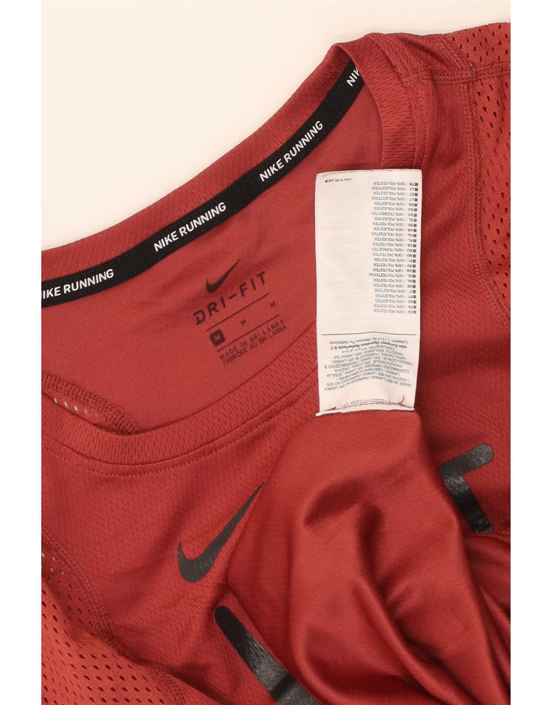 Женская футболка для бега с графическим рисунком Nike Dri Fit Top UK 12, средний красный полиэстер
