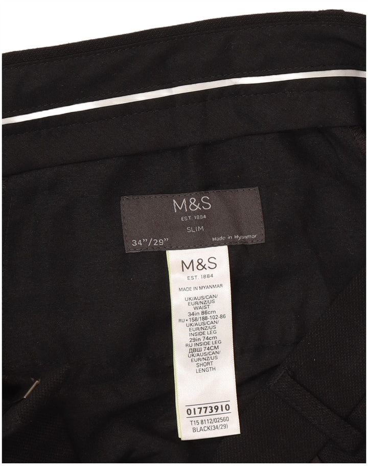 Мужские узкие брюки Marks & Spencer W34 L29, черный полиэстер