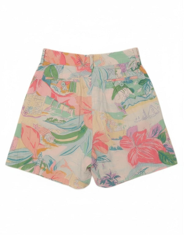 Винтажные женские шорты чинос с высокой талией, средние W28, разноцветные с цветочным принтом