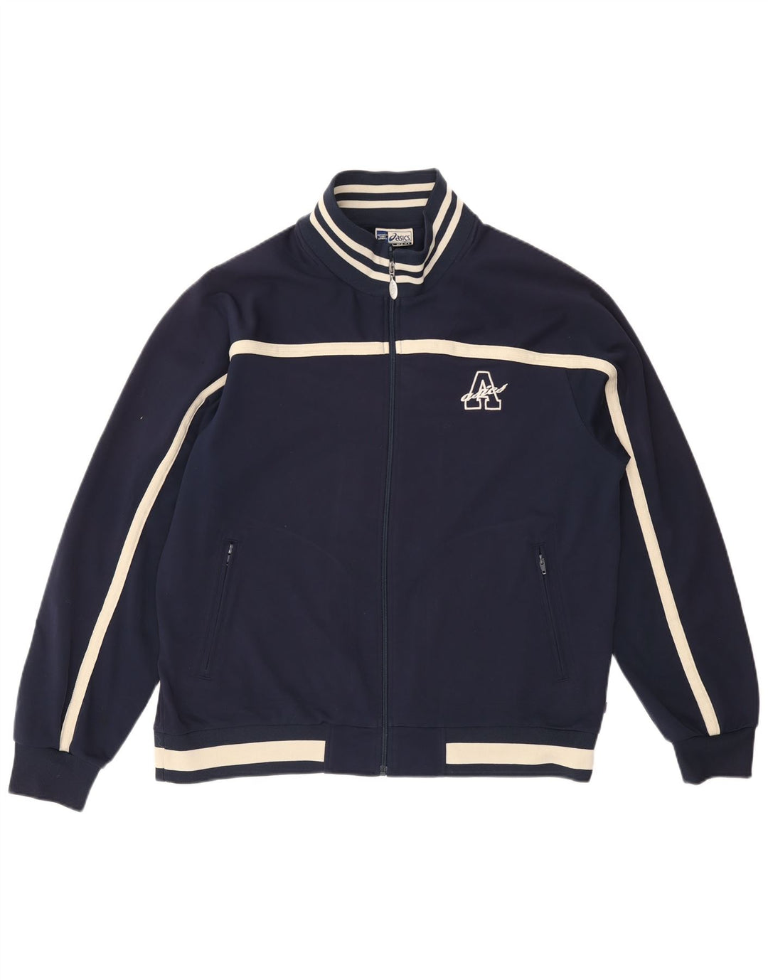 Мужская спортивная куртка ASICS XL, темно-синяя, полиэстер с цветными блоками