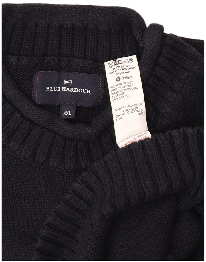 Мужской синий джемпер с высоким воротником Marks & Spencer 2XL темно-синий