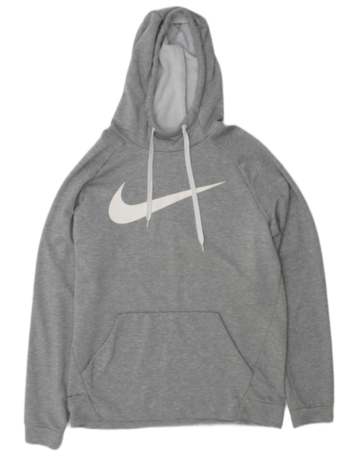 Мужской джемпер с капюшоном Nike Dri Fit с рисунком, большой серый полиэстер с крапинками