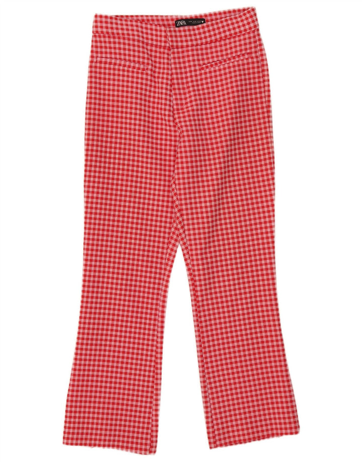 Женские укороченные брюки Zara Medium W28 L25 Красные в мелкую клетку