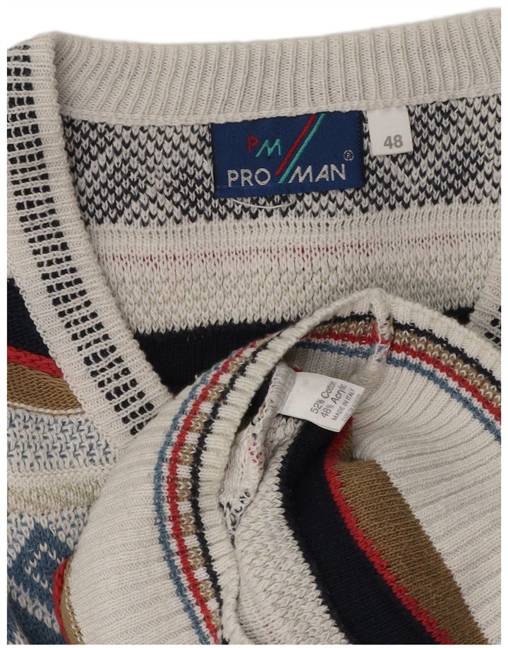 VINTAGE Мужской джемпер с v-образным вырезом IT 48 Medium Multicolored Fair Isle