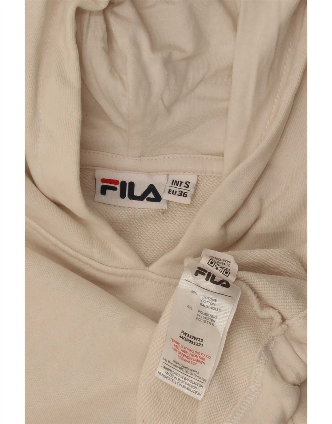 Fila Женский укороченный джемпер с капюшоном оверсайз EU 36, маленький белый с цветными блоками