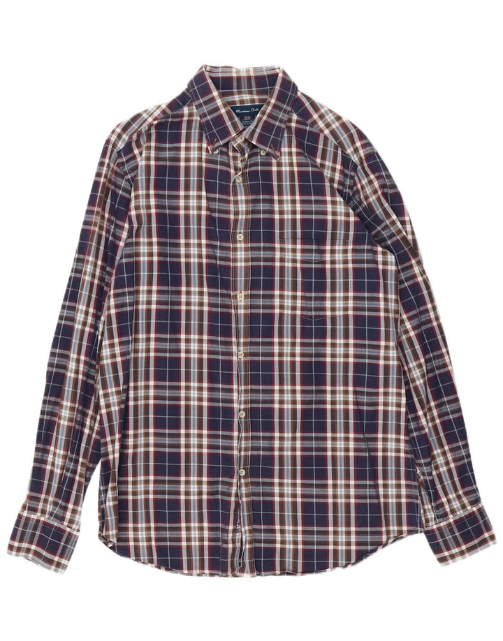 Мужская повседневная рубашка Massimo Dutti среднего темно-синего цвета в клетку