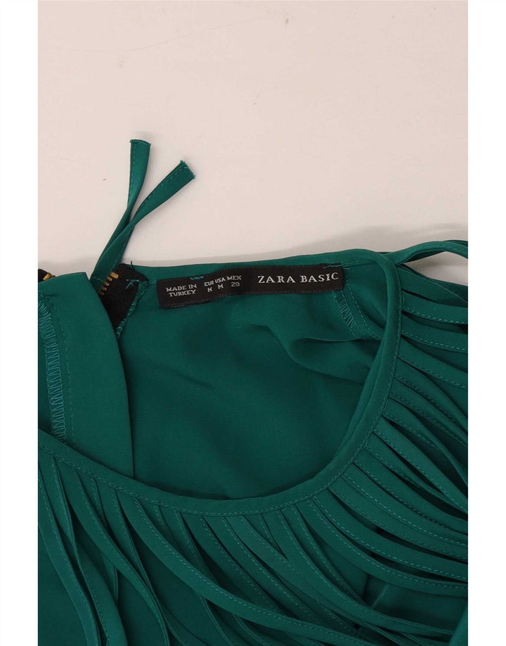 Женское платье прямого кроя без рукавов Zara UK 12, средний зеленый цвет