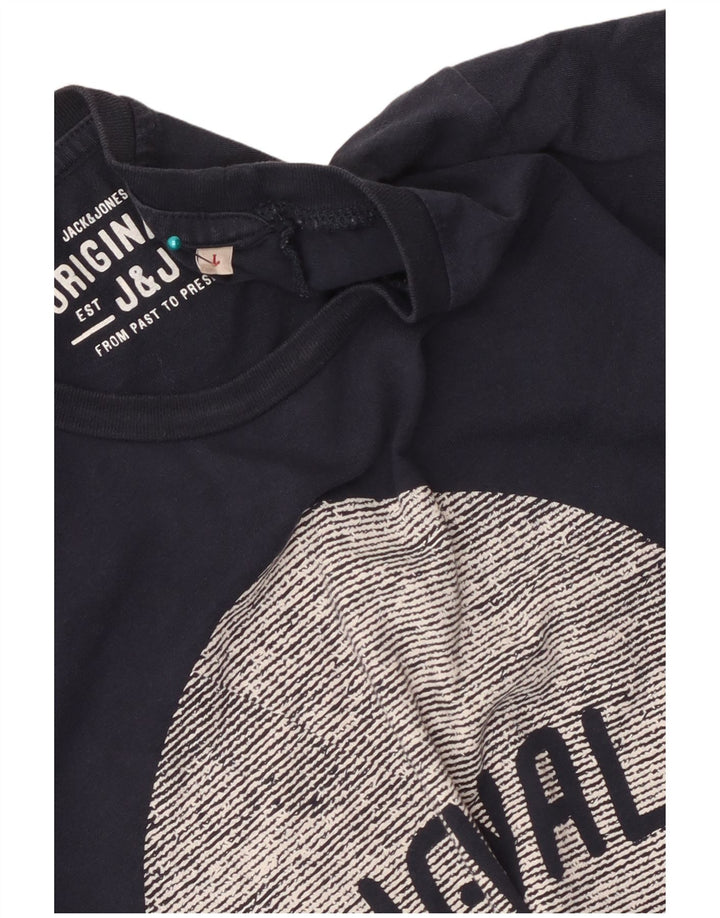 Мужская футболка с рисунком Jack & Jones, большая, темно-синяя