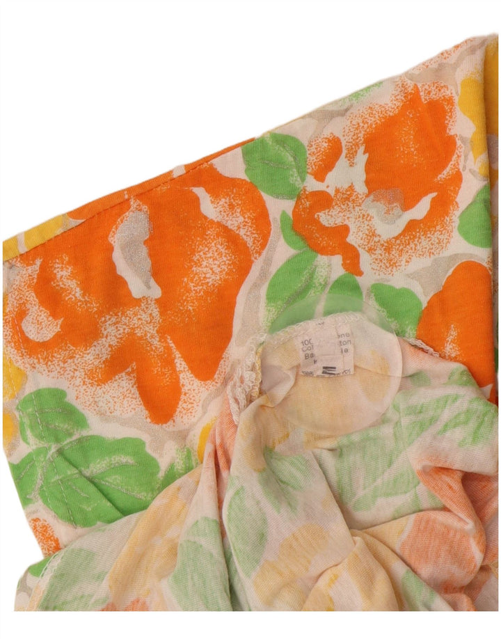 Винтажная женская укороченная блузка, топ UK 14, средний разноцветный хлопок с цветочным принтом