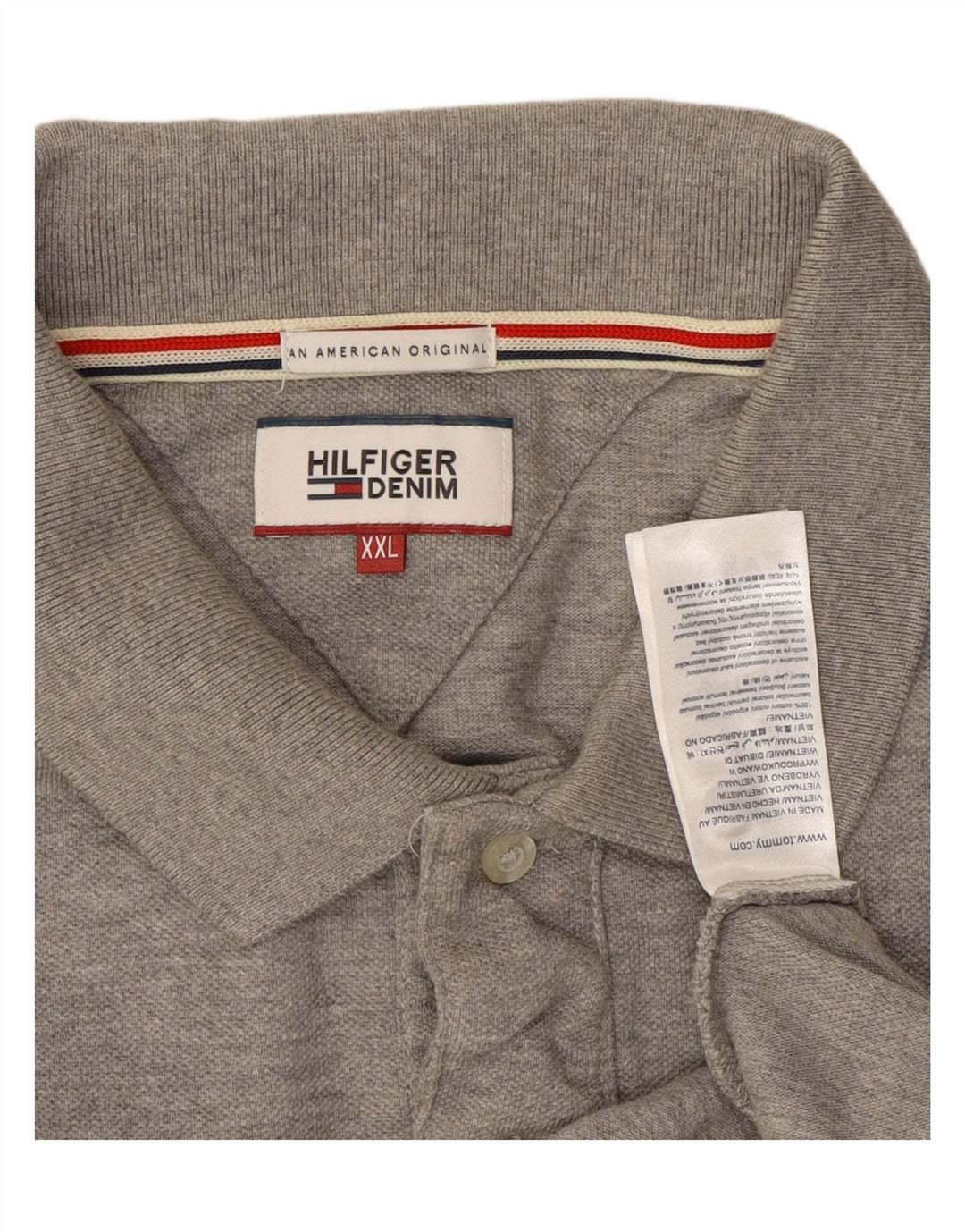 TOMMY HILFIGER Мужская рубашка-поло 2XL серая, хлопок