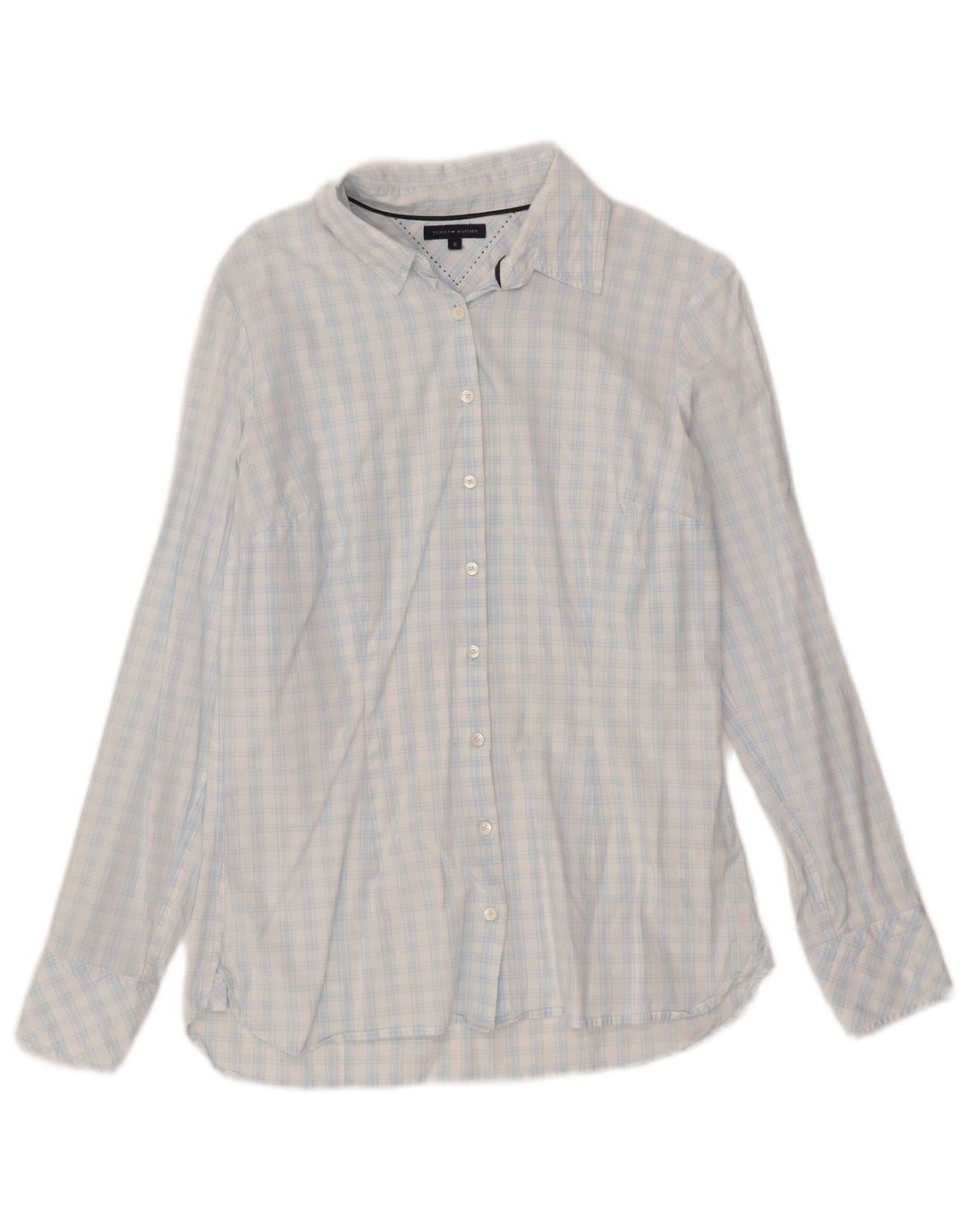 Женская рубашка Tommy Hilfiger US 8, хлопковая синяя клетка среднего размера