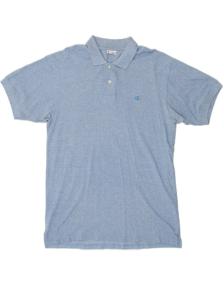 CHAMPION Mens Polo Shirt Medium Blue Flecked Cotton Vintage Champion and Second-Hand Champion from Messina Hembry 