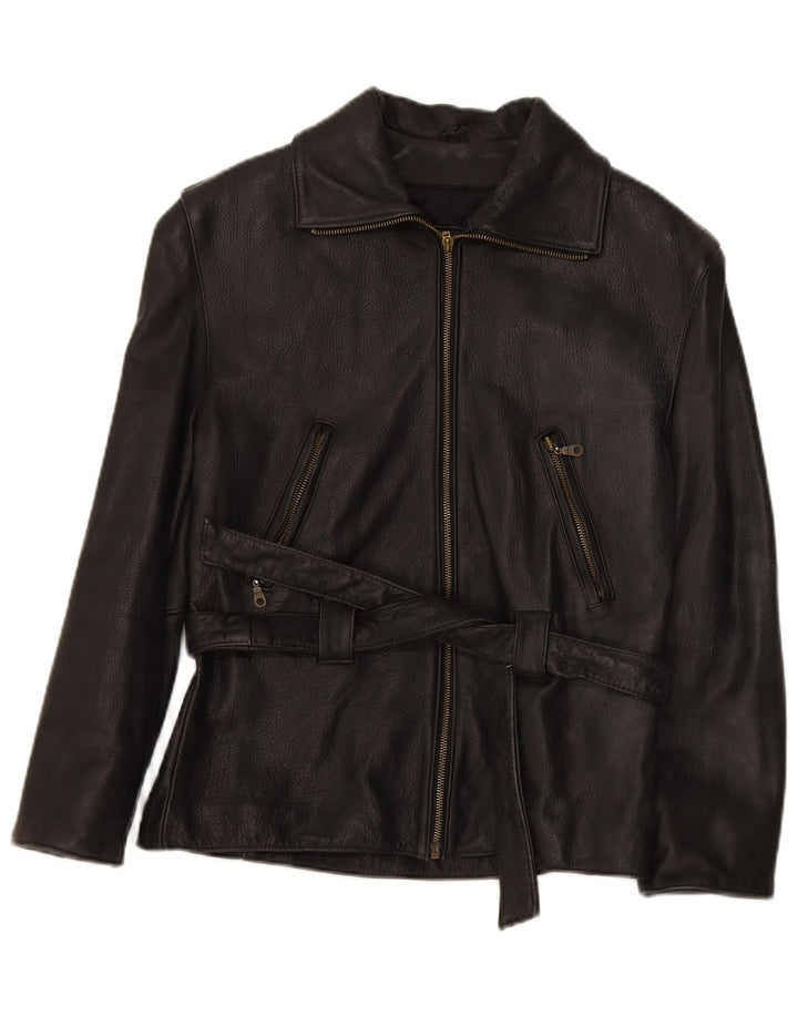 GOB Womens Leather Jacket UK 10 Small Black Leather