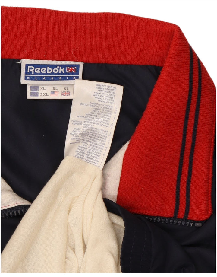 Мужской спортивный костюм Reebok с графическим рисунком, верхняя куртка XL, темно-синий, полиэстер
