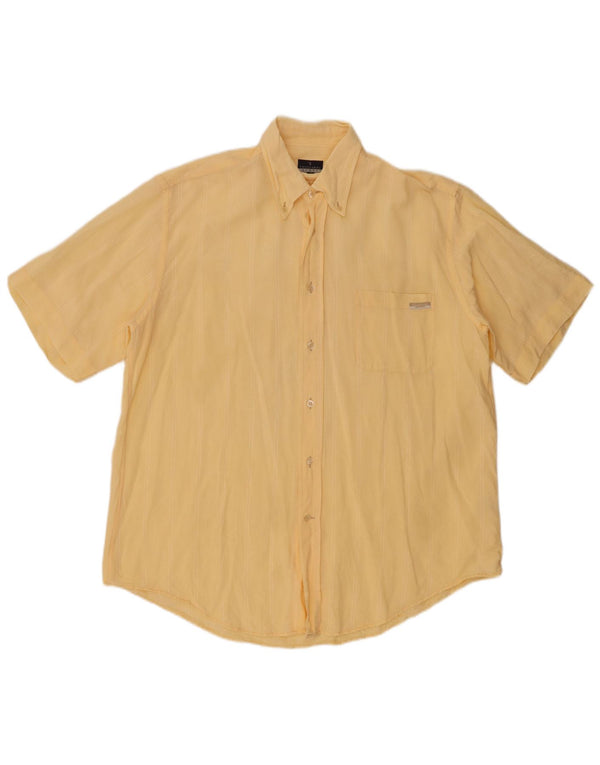 Trussardi Мужская рубашка с коротким рукавом XL, хлопковая желтая полоска