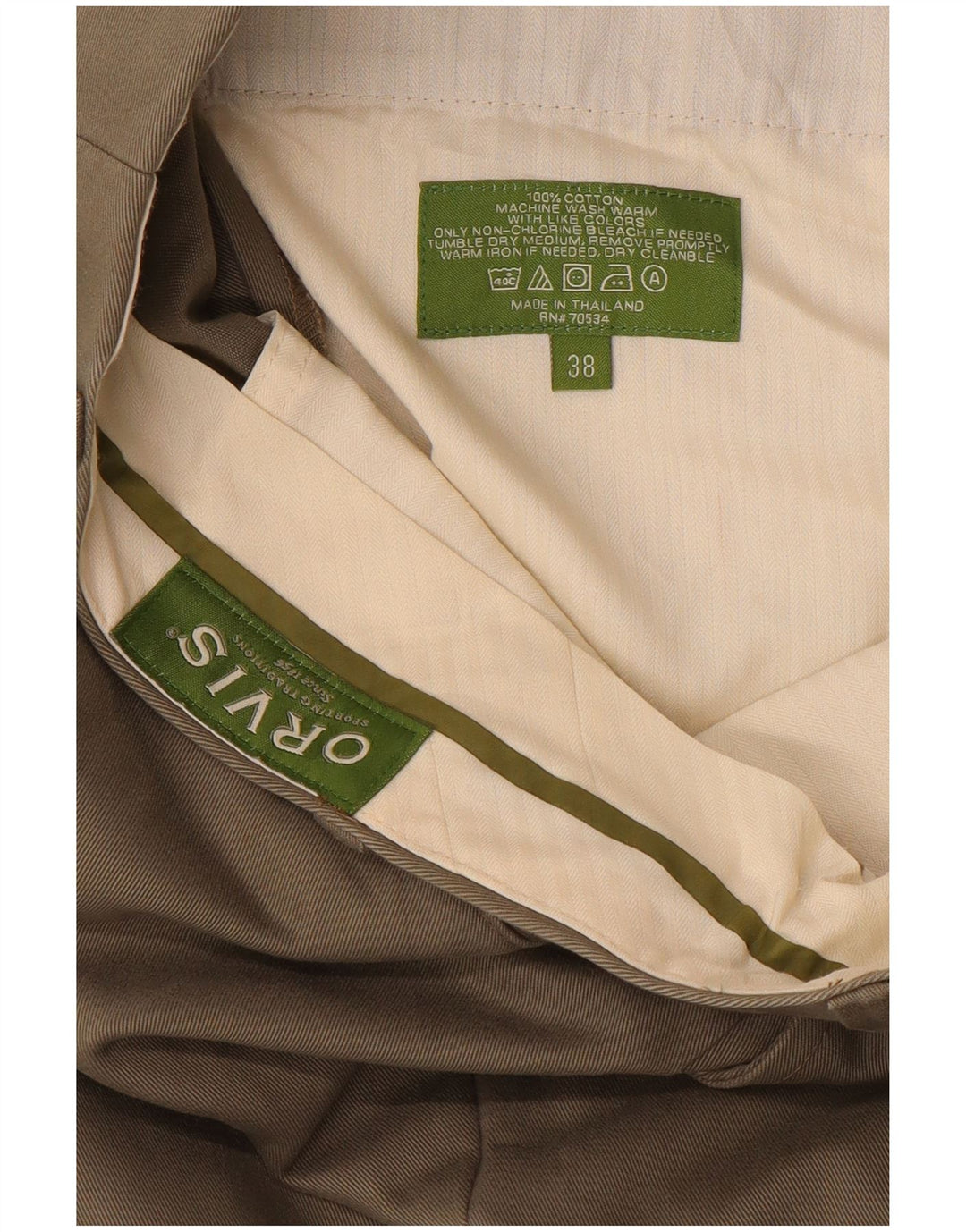 ORVIS Мужские прямые брюки чинос W38 L30 хаки, хлопок