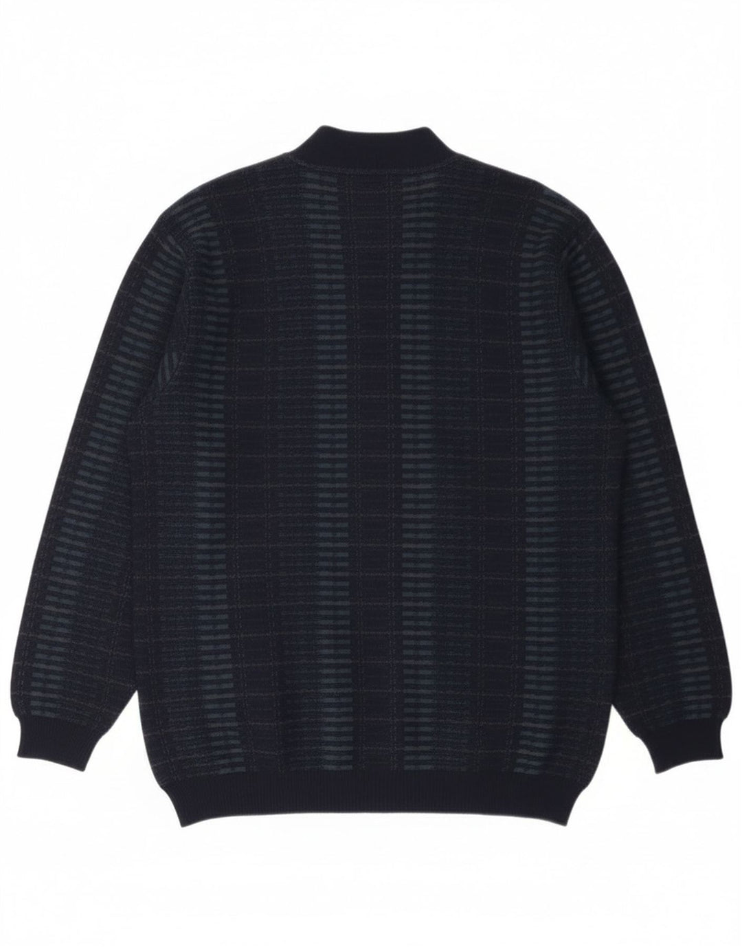 Мужской кардиган Bernardini, средний темно-синий шерстяной свитер с геометрическим рисунком