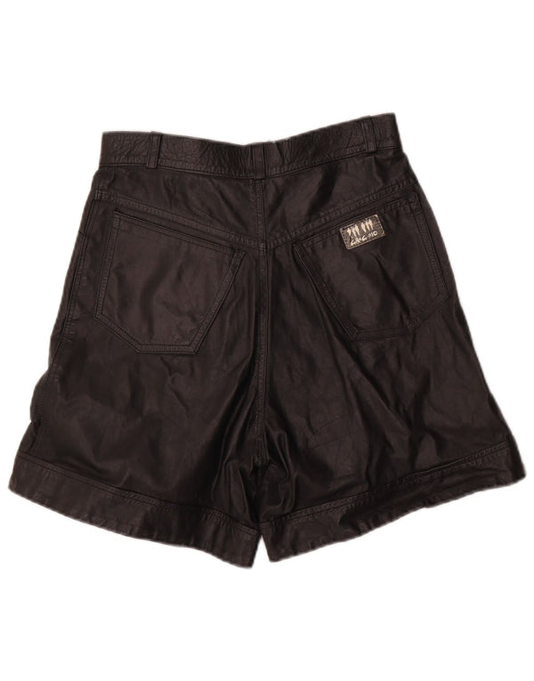 ВИНТАЖНЫЕ женские кожаные шорты с высокой талией W26, маленькие черные кожаные