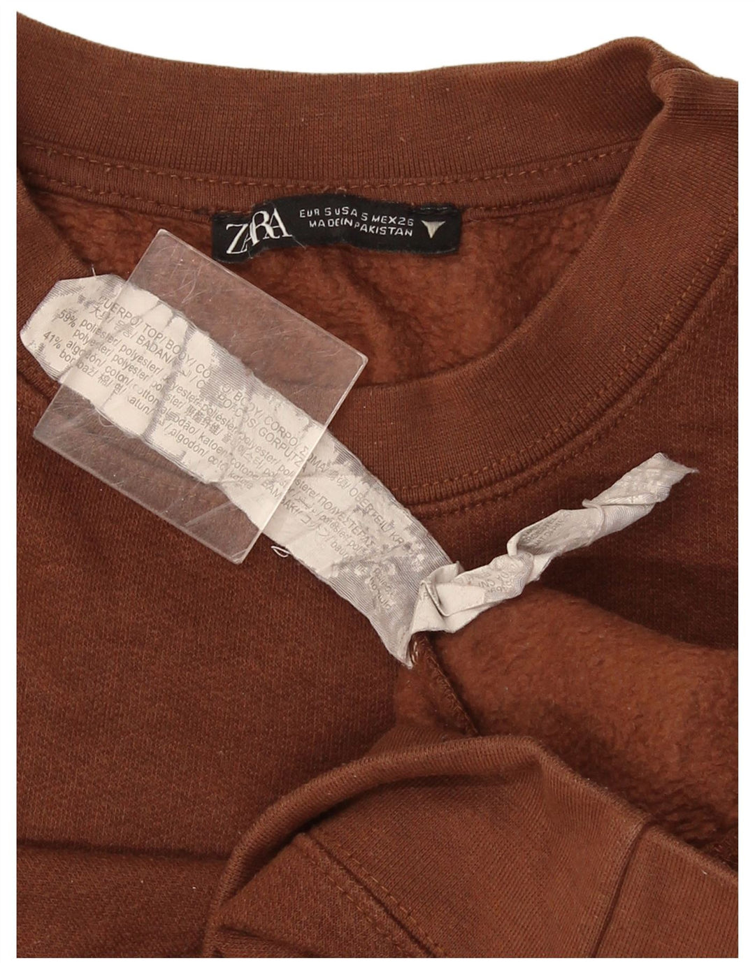 Женский укороченный свитшот оверсайз Zara UK 10, маленький коричневый хлопок