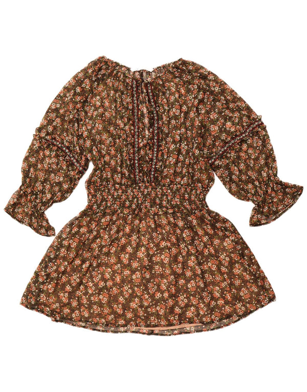 ZARA Womens 3/4 Sleeve A-Line Dress UK 18 XL Multicoloured Floral