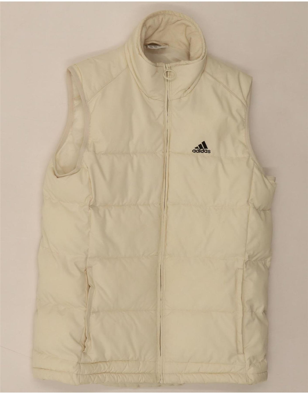 ADIDAS Womens Padded Gilet UK 8 Small Off White Polyester Vintage Adidas and Second-Hand Adidas from Messina Hembry 