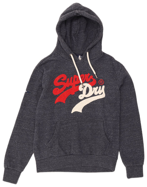 Мужской джемпер с капюшоном Superdry, большой темно-синий, хлопковый с крапинками