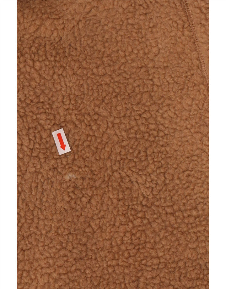 Винтажный мужской флисовый двусторонний жилет UK 38, средний бежевый полиэстер