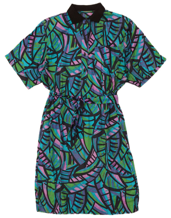 Винтажное женское платье А-силуэта UK 14, большие разноцветные цветные блоки