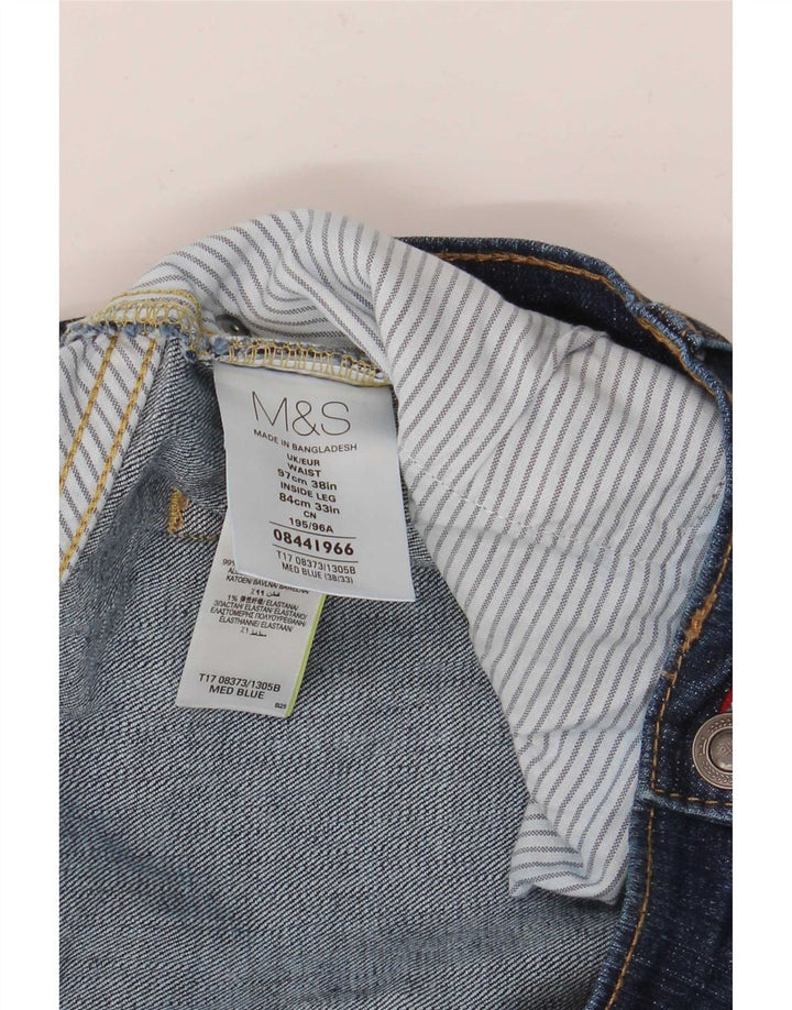 Мужские прямые джинсы Marks & Spencer W38 L33 синего цвета, хлопок