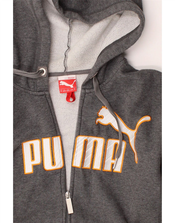 PUMA Mens Graphic Zip Hoodie Sweater Medium Grey Vintage Puma and Second-Hand Puma from Messina Hembry 
