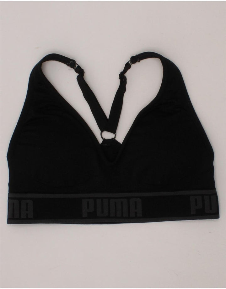PUMA Womens Graphic Sport Bra Top UK 12 Medium Black Polyamide Vintage Puma and Second-Hand Puma from Messina Hembry 