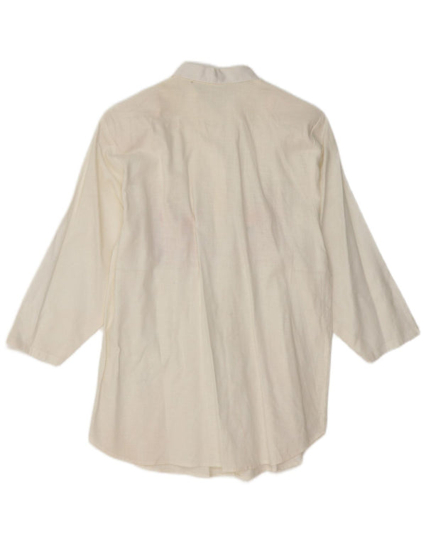 VINTAGE Womens 3/4 Sleeve Shirt Blouse UK 14 Medium White Floral