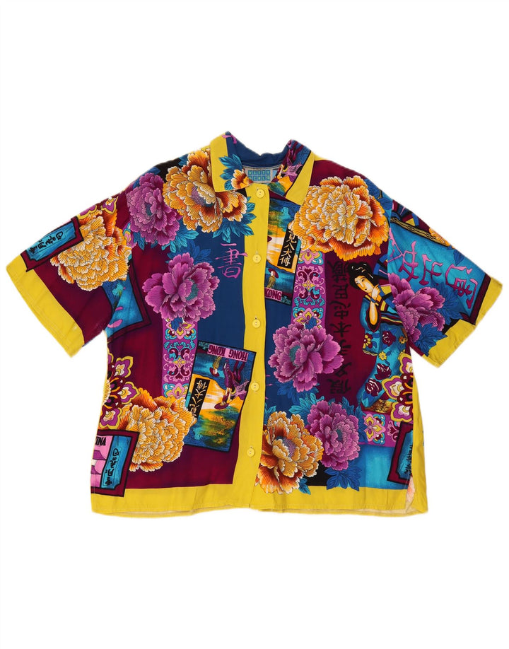 Женская блузка-рубашка оверсайз WITTY GIRL UK 14, средний разноцветный цветочный принт