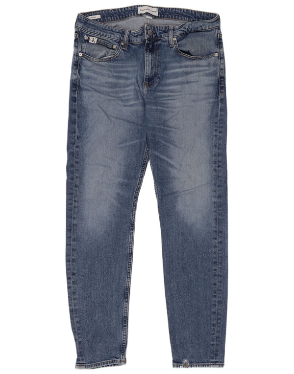 Мужские узкие зауженные джинсы Calvin Klein W32 L32, синий хлопок