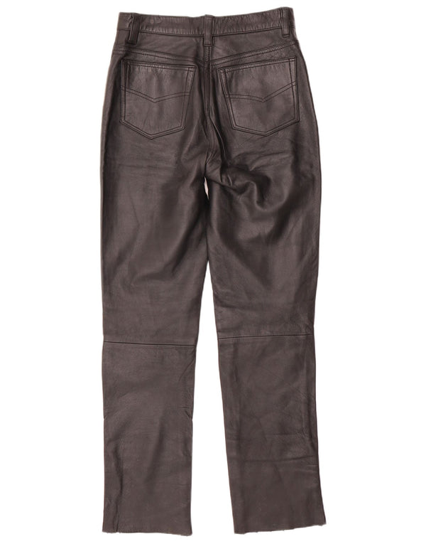 ВИНТАЖНЫЕ женские узкие кожаные брюки W28 L30 черные