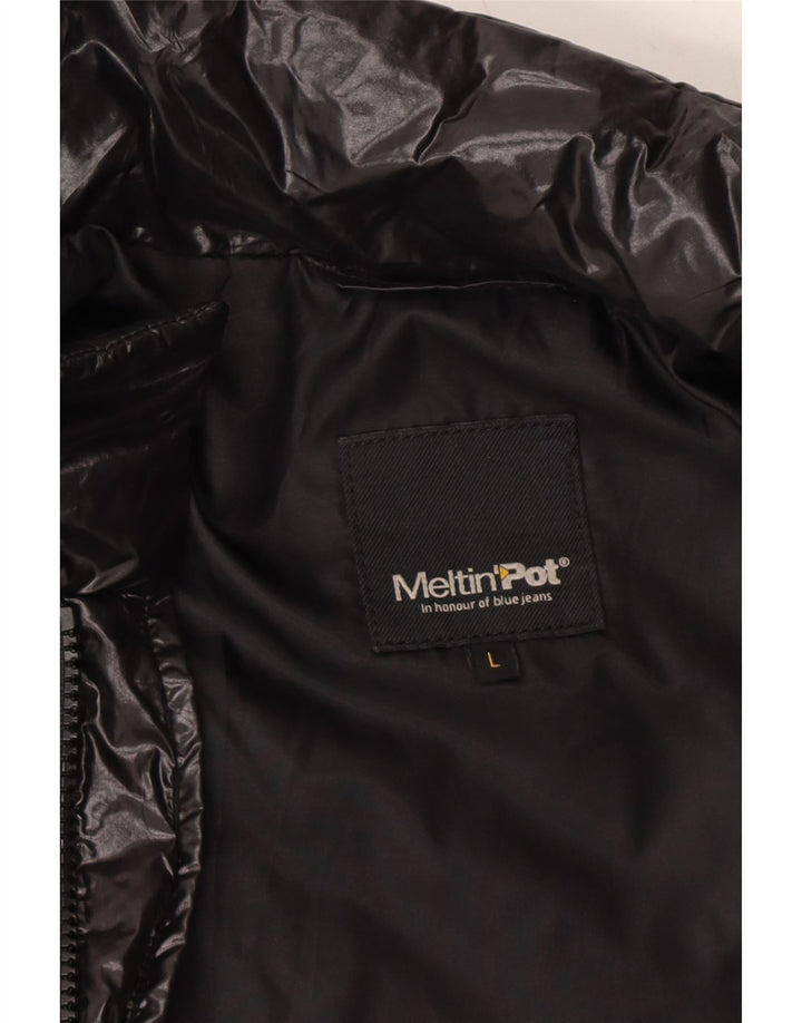 MELTIN' POT Mens Padded Jacket UK 40 Large Black Nylon Vintage Meltin' Pot and Second-Hand Meltin' Pot from Messina Hembry 