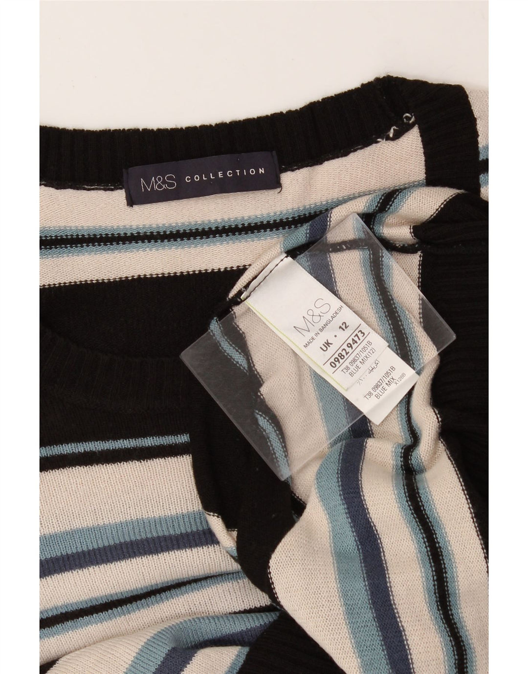 MARKS & SPENCER Womens Boat Neck Jumper Sweater UK 12 Medium  Black Vintage Marks & Spencer and Second-Hand Marks & Spencer from Messina Hembry 