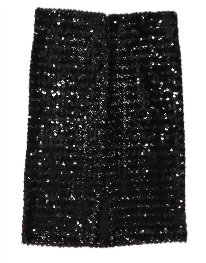 VINTAGE Womens Sequin Straight Skirt W26 Small  Black