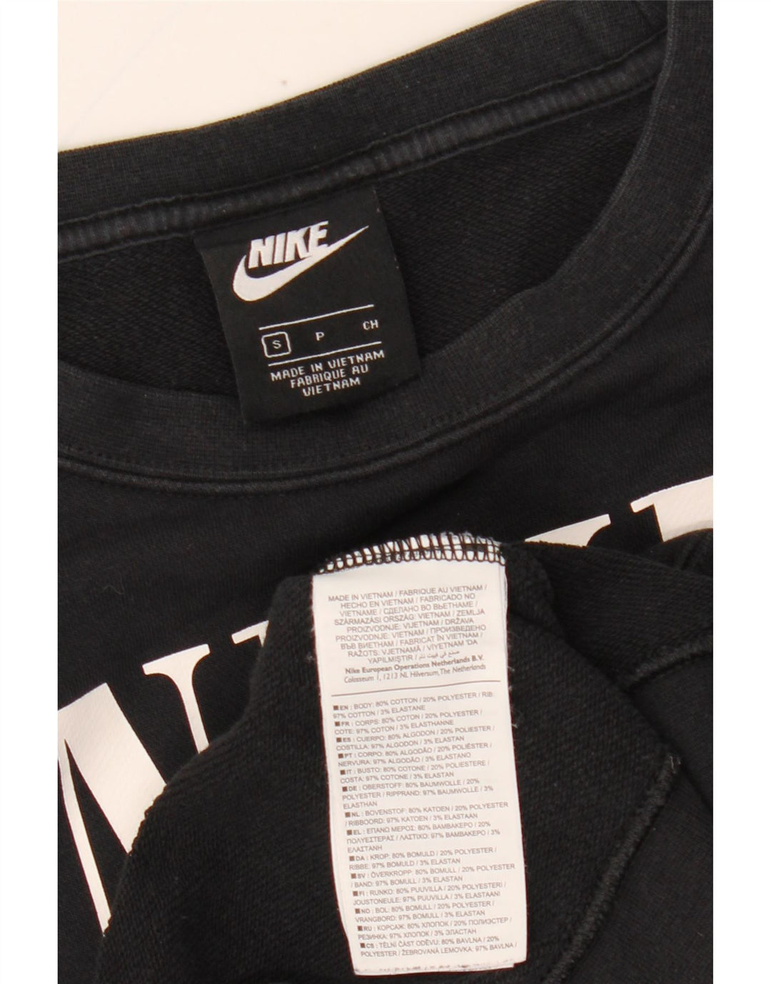 Женский свитер оверсайз NIKE UK 10, маленький черный цветной блок