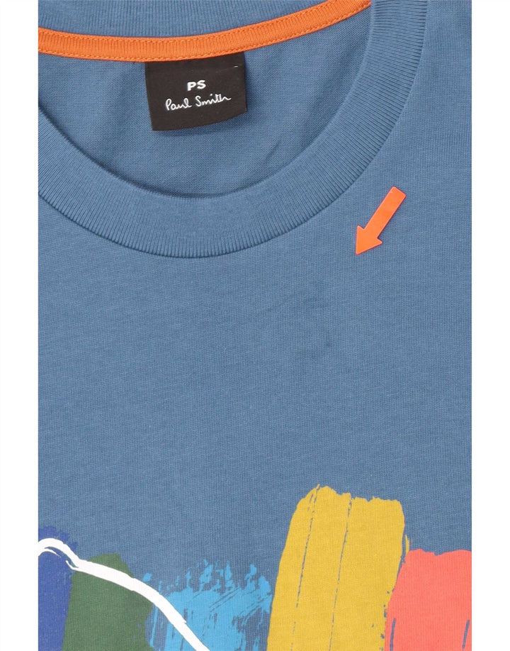 Мужская футболка с рисунком Paul Smith, большой синий хлопок