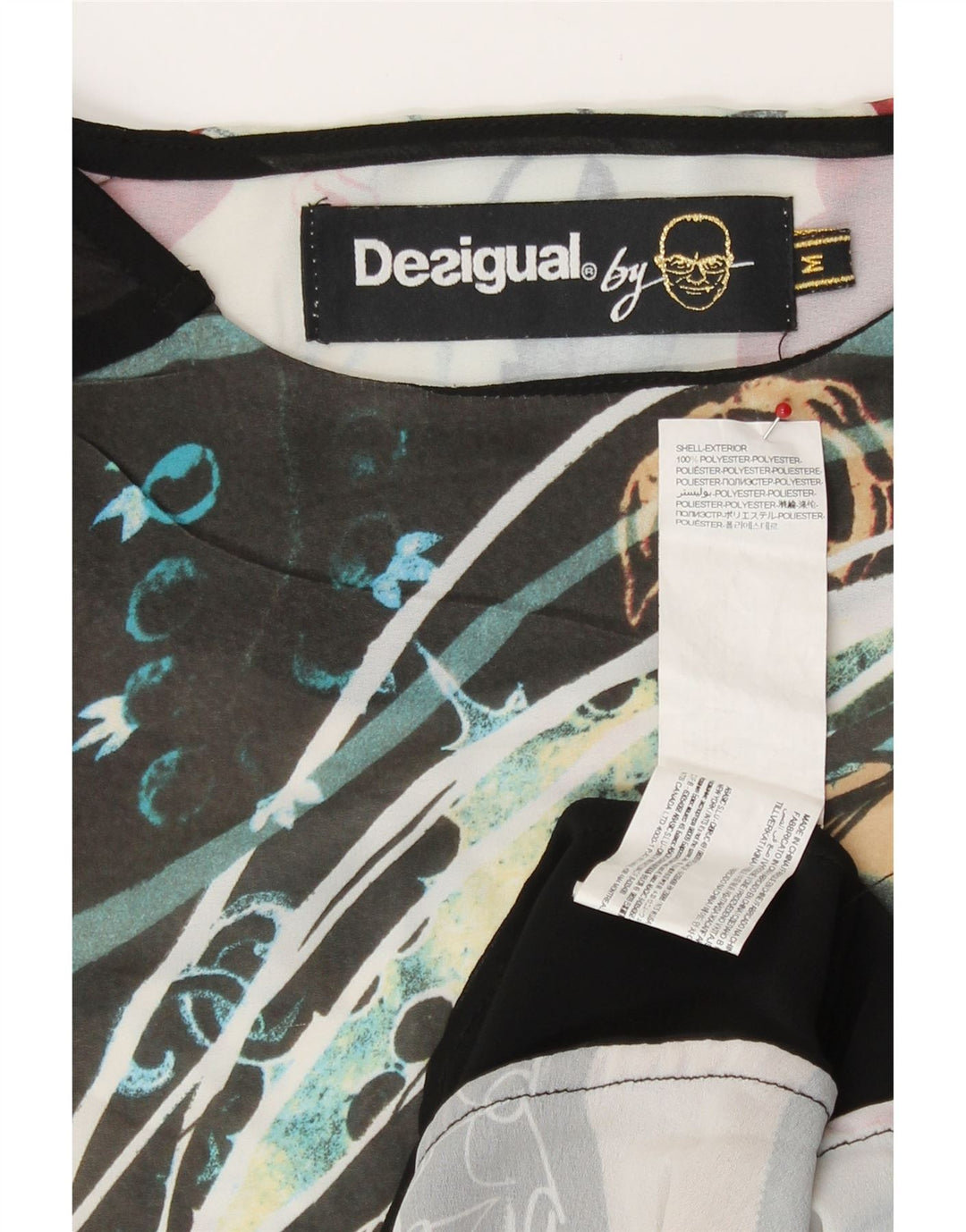 Женская футболка с прозрачным рисунком Desigual Top UK 14, средний разноцветный