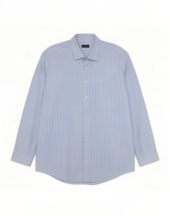 Мужская рубашка Burberry 2XL синяя в тонкую полоску