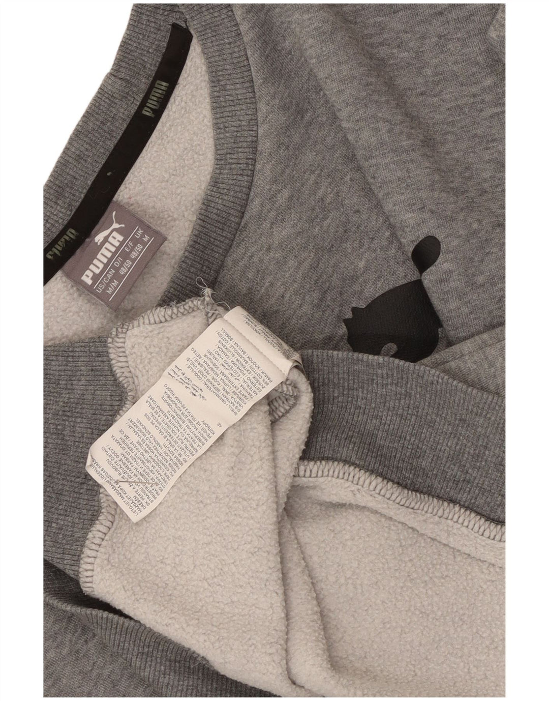 Мужской свитшот с рисунком Puma, хлопковый джемпер среднего серого цвета в крапинку