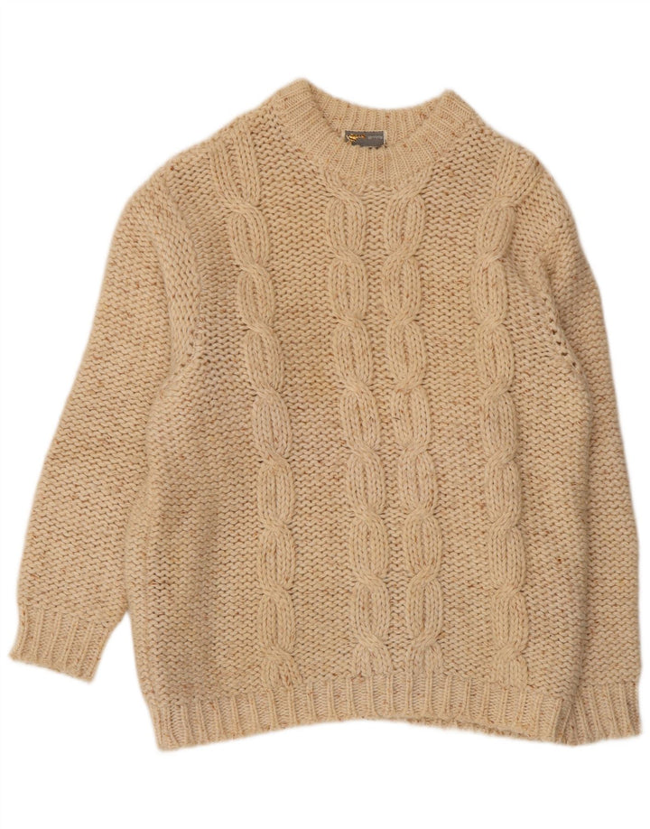 ВИНТАЖНЫЙ женский джемпер с круглым вырезом, Великобритания, 16, большой белый цвет