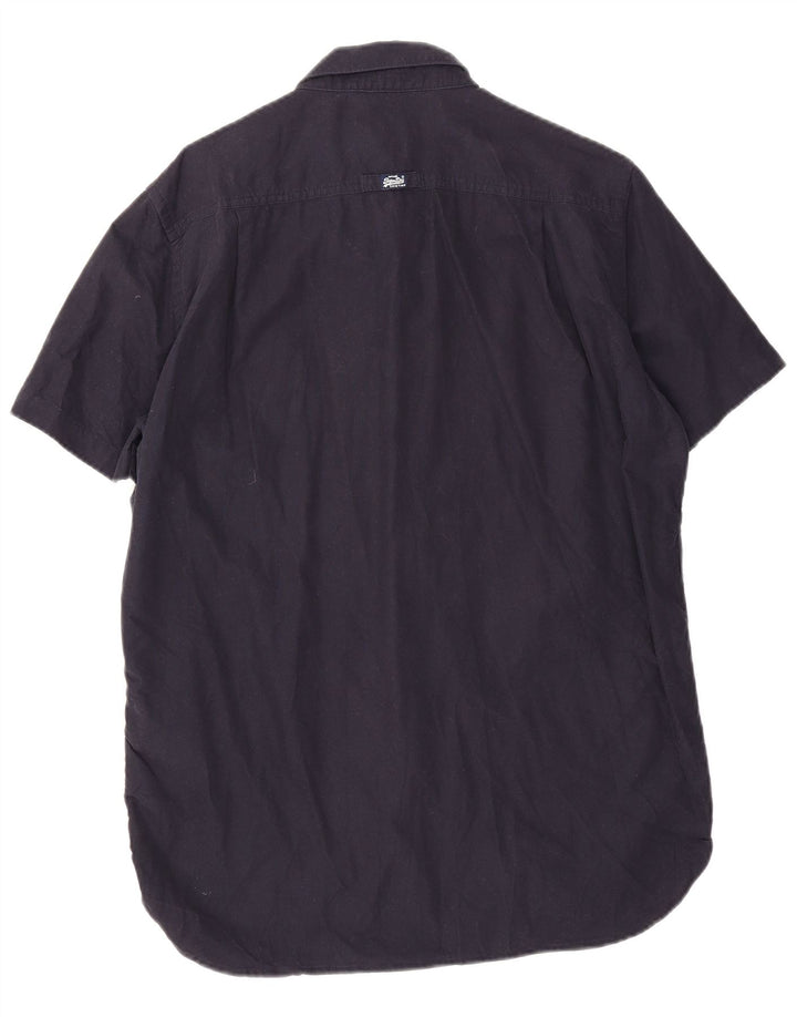 Мужская рубашка с коротким рукавом Superdry XL, темно-синяя, хлопок